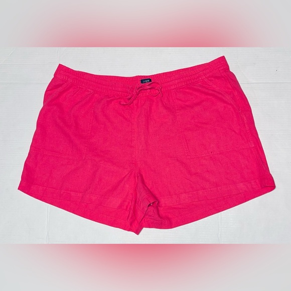 J.CREW LINEN-BLEND SHORT DRAWSTRING WOMEN POCKETS PINK COLOR PLUS SIZE SIZE XXL - Picture 4 of 10